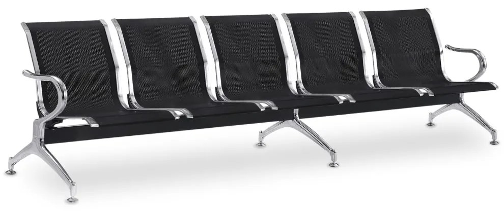 Fém pad a váróterembe REST, 5 ülés, fekete