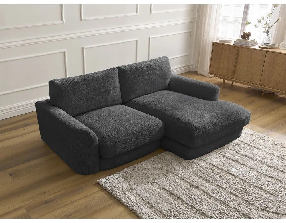 Fekete zsenília sarokkanapé (jobb oldali-heverő résszel) Leonore – Bobochic Paris