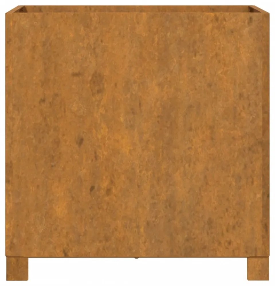 rozsda színű corten acél növénytartó lábbal 49 x 47 x 50 cm