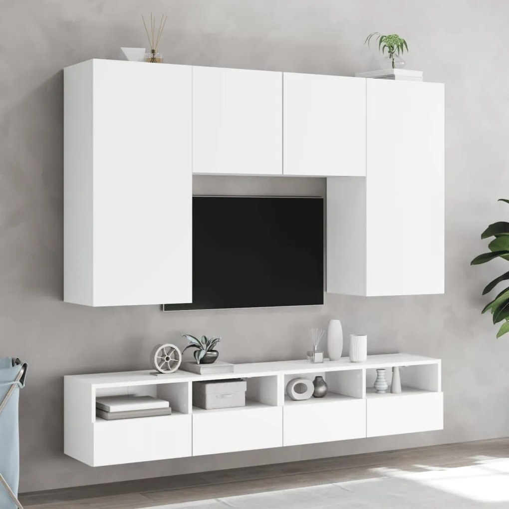 fehér szerelt fa fali TV-szekrény 100 x 30 x 30 cm