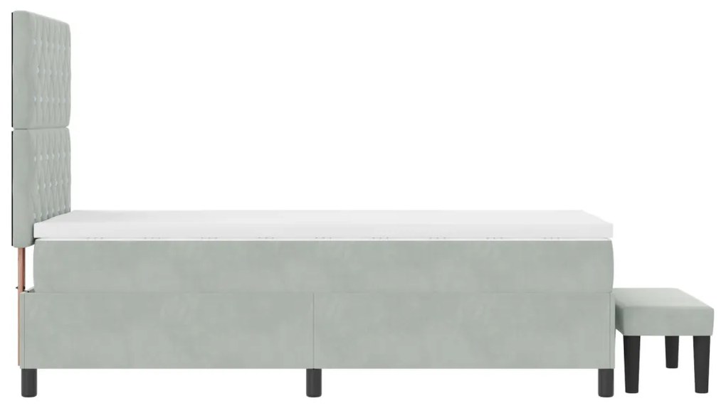 Box Spring Ágy Matraccal és Paddal Világosszürke 100x200 cm Bársony