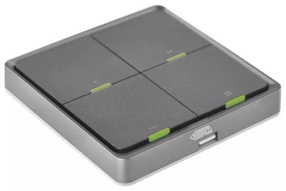 Kapcsoló 4-gombos GoSmart 1xCR2430 Tuya fekete