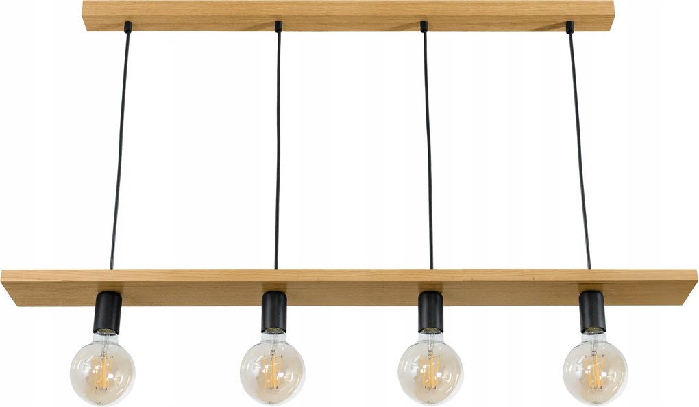 Led Mennyezeti Függő Lámpa 4x E27 0-110cm Tölgy Falra szerelhető Túlnyúló Deszka Nappali