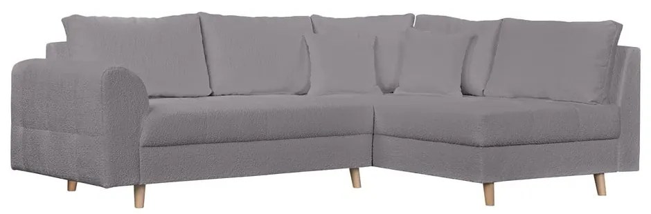 Sötétszürke buklé sarokkanapé (jobb oldali) Ariella – Ropez