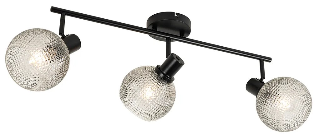 Design spotlámpa fekete füstüveggel 3-lámpás - Chico