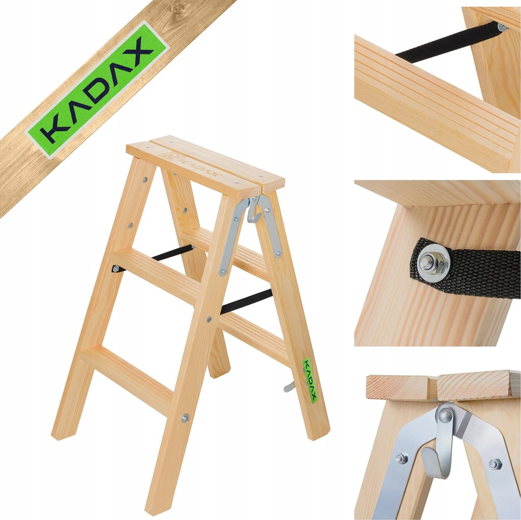 Festőlétra Fa Szétnyitható 2x3 Fokozatban Összecsukható Kétoldalas