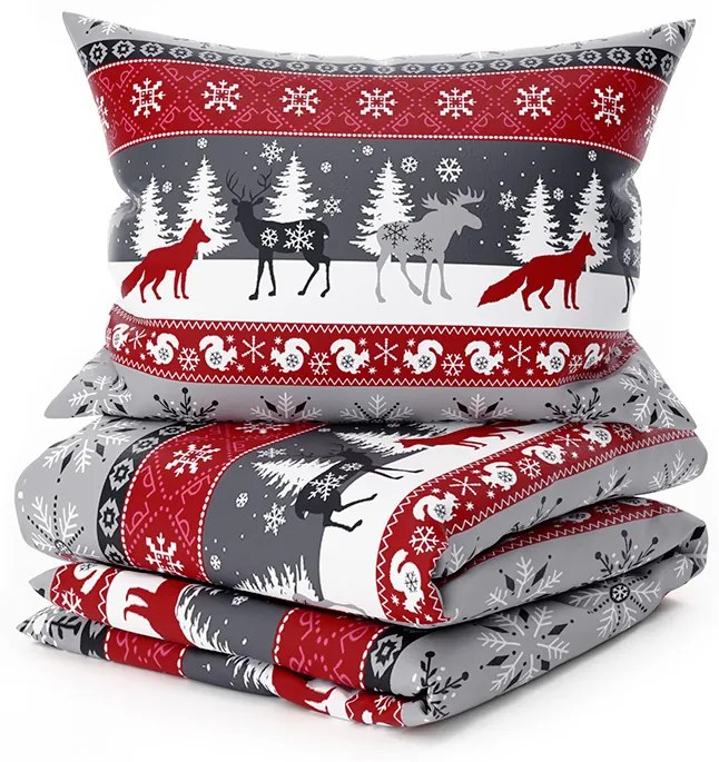 SNOWY FOREST szürke mikroplüss ágyneműhuzat Ágyneműhuzat mérete: 2 db 70 x 90 cm | 200 x 220 cm