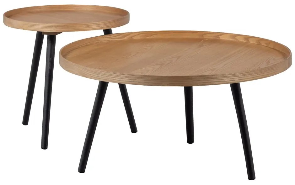 Mesa bézs-fekete dohányzóasztal, ø 60 cm - WOOOD