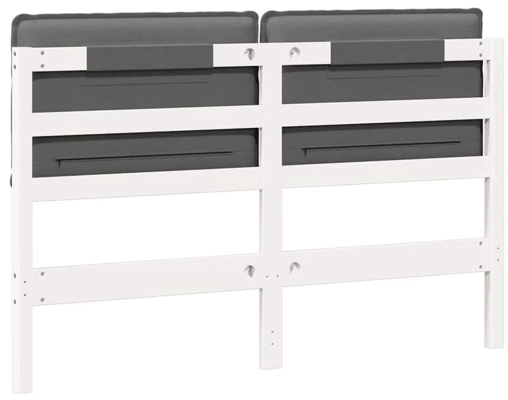 Kárpitozott fejtámla fejtámlával Fehér és világosszürke 150 cm