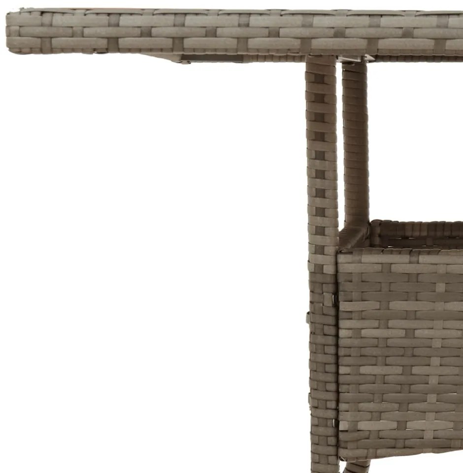 szürke polyrattan üveglapos kerti asztal 80 x 80 x 75 cm