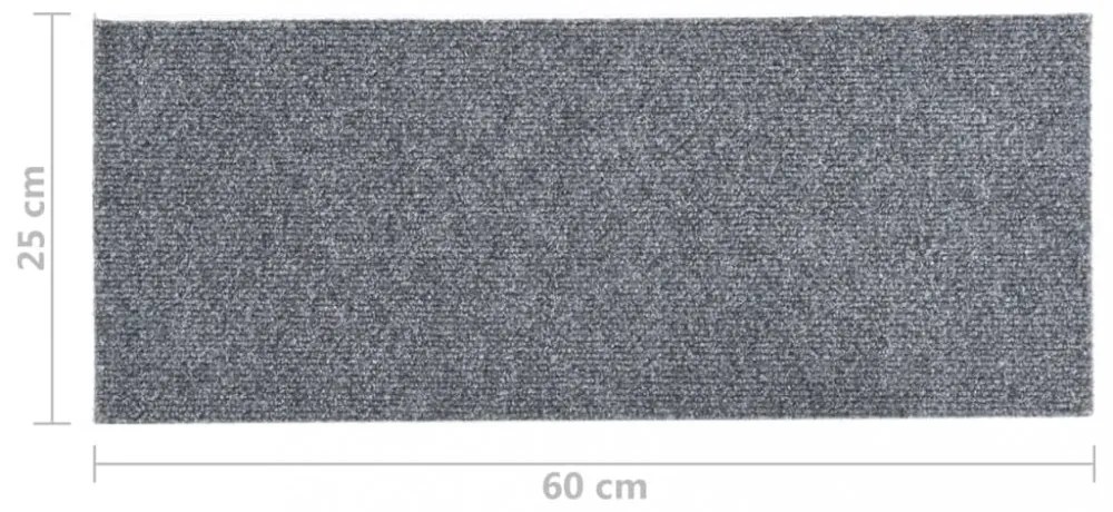 15 db öntapadós lépcsőszőnyeg, 60 x 25 cm, világosszürke, téglalap alakú