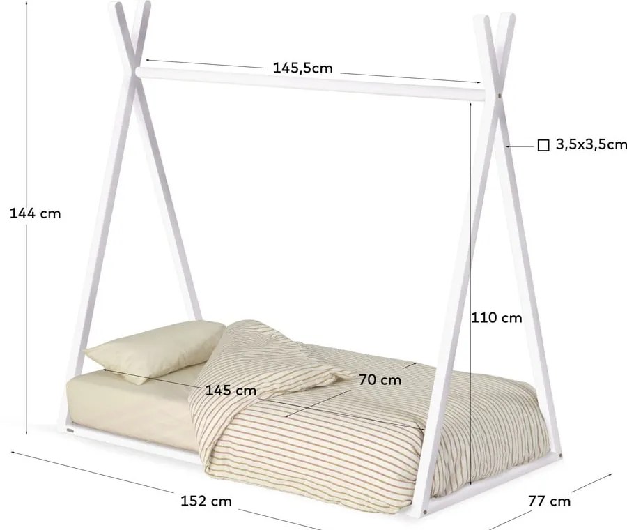 Fehér házikó alakú bükkfa gyerekágy 70x140 cm Maralis – Kave Home