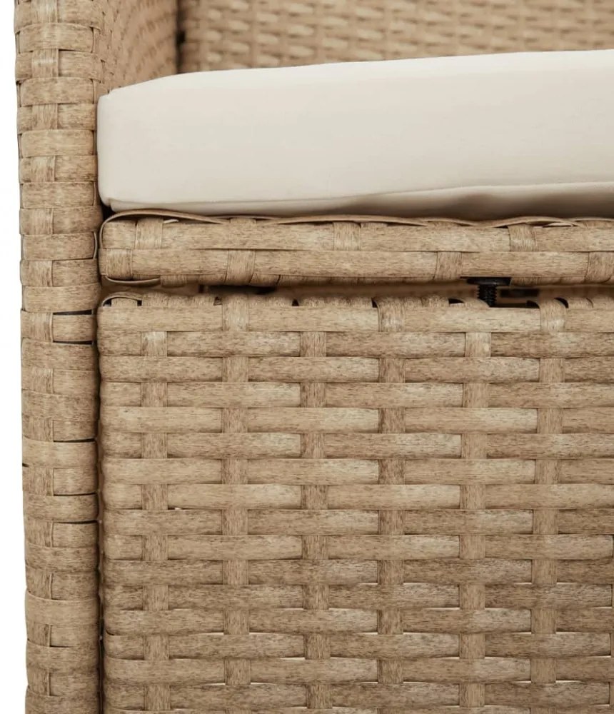 vidaXL 7 részes bézs polyrattan kerti étkezőgarnitúra párnákkal