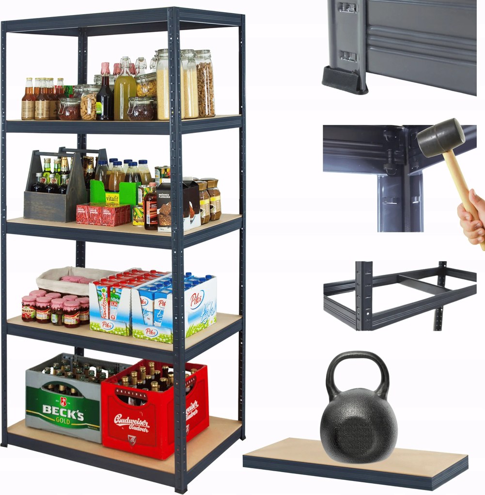 Tároló fém állvány Premium Helios 180x100x60cm 5Px175kg Tartós