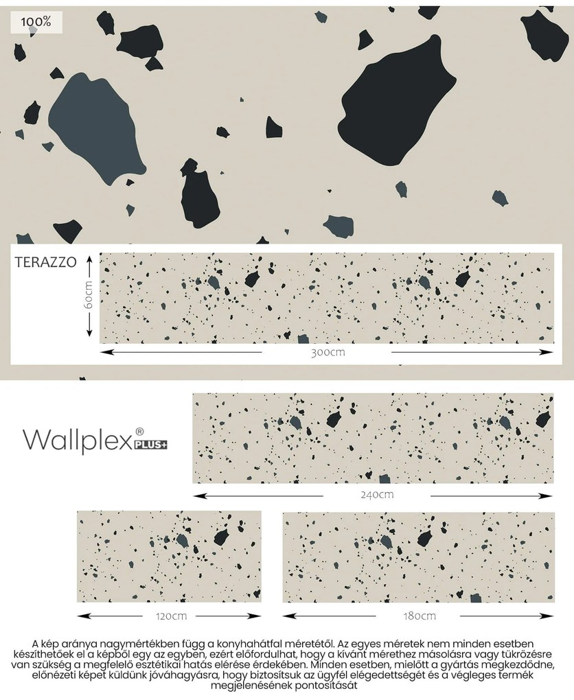 Wallplex konyhahátfal Terazzo 4 (Méret: 60x300)