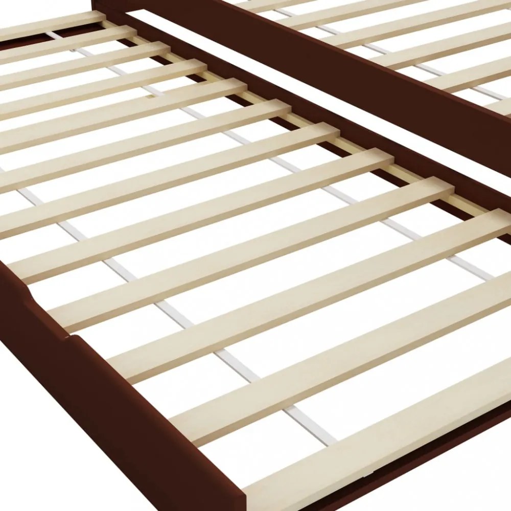 sötétbarna fenyőfa kihúzható kanapéágy keret 90 x 200 cm