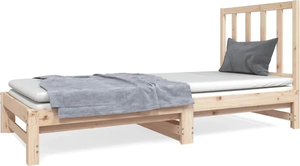 vidaXL tömör fenyőfa kihúzható kanapéágy 2x(90x190) cm