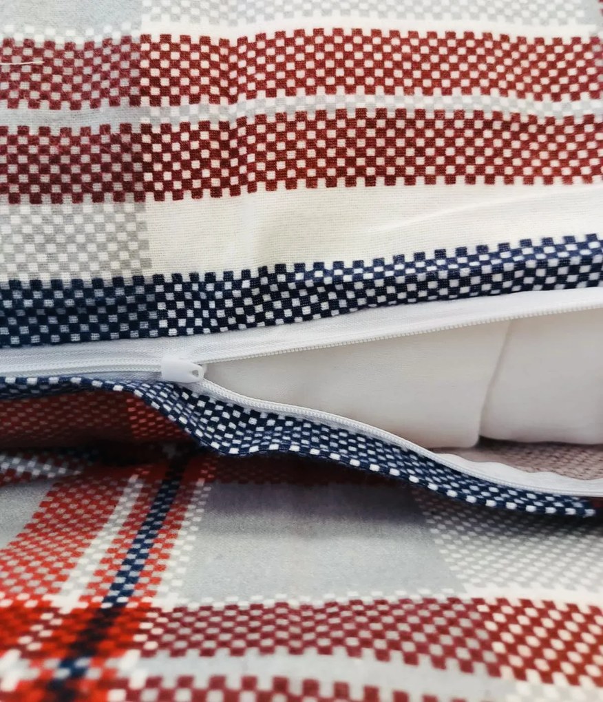 Karo piros flanel ágyneműhuzat 200x140cm+90x70cm TiaHome