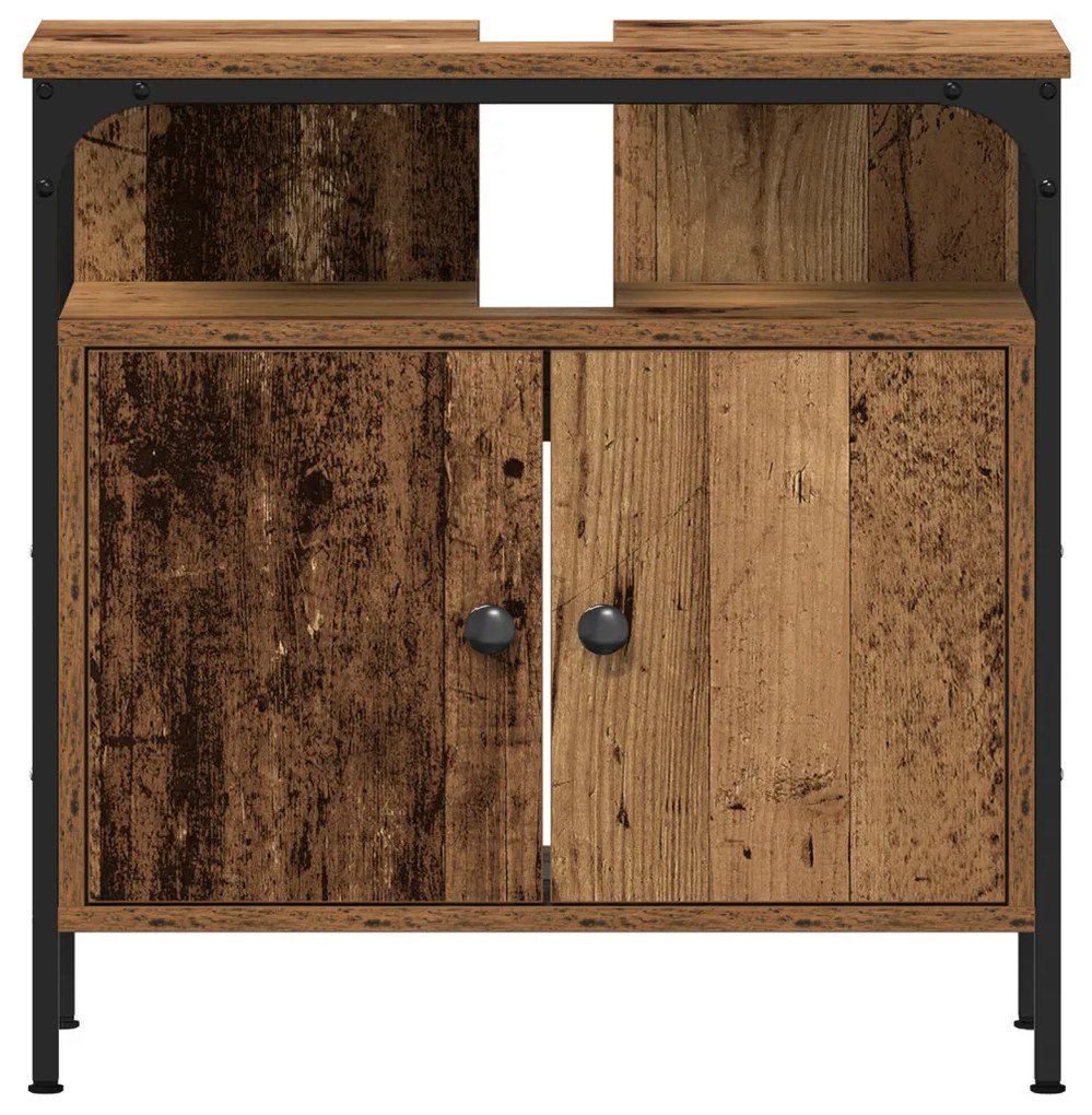 vidaXL Fürdőszoba bútor szett polcokkal ajtóval 3 pcs Öreg fa Faanyag