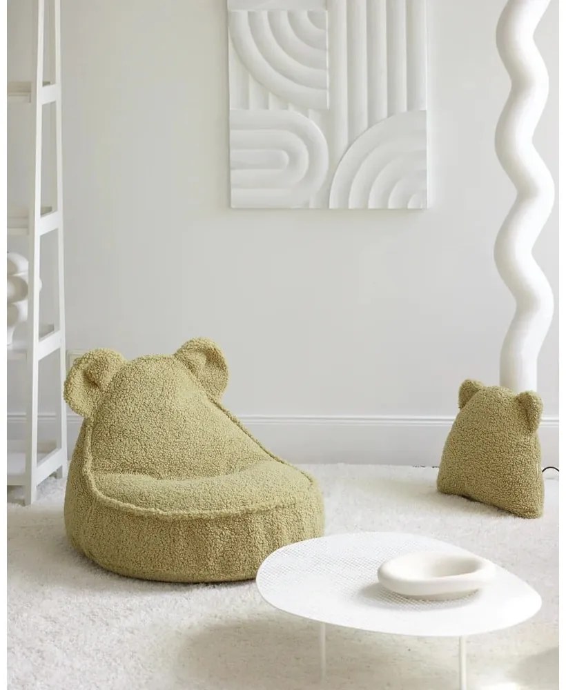 Zöld buklé párna gyerek kanapéhoz Bear – Wigiwama