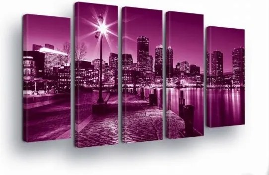 Vászonkép 150x100 moduláris polisztirol város éjszaka lila urban dekoráció