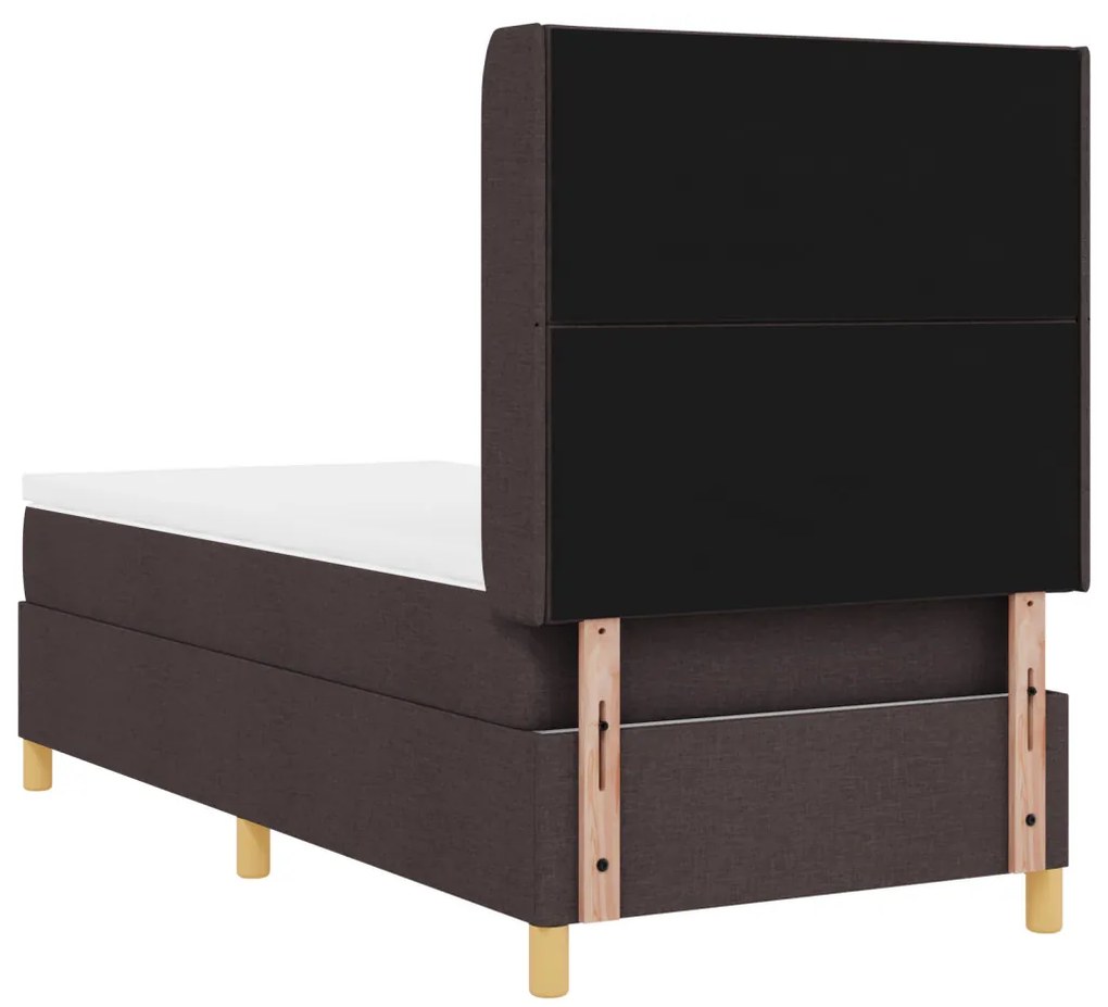 Boxspring Ágy Matrac Kétszemélyes Sötétbarna 90x200 cm Szövet