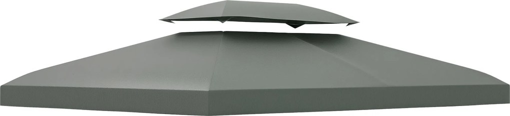 Outsunny Csere Roof Fém Pavilonhoz 3x4m Vízálló Pavilon Tető Kétrétegű Tetővel, Csere Fedezék Kerti Pavilon Partitáborhoz Gazebo Poliészter Sötétszürk