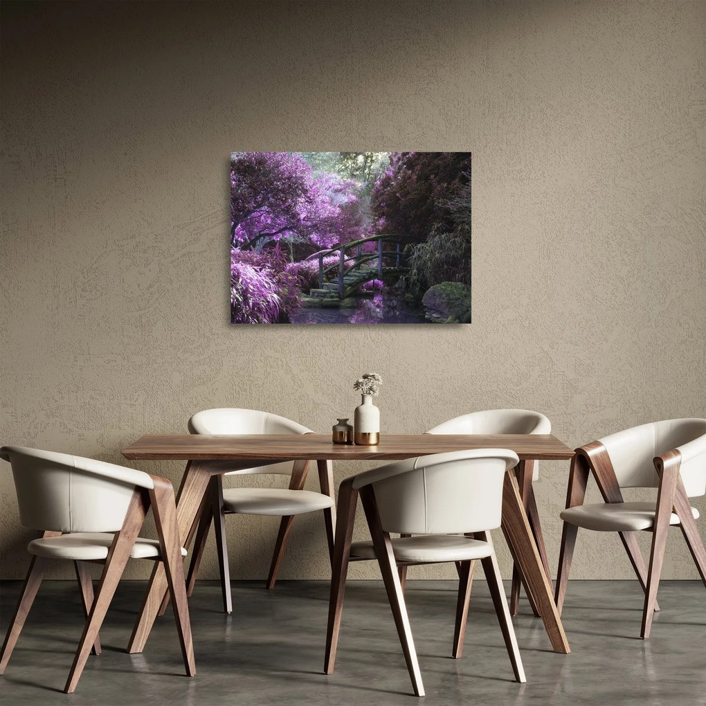 A lila kert képe (üvegen) (70x50 cm)
