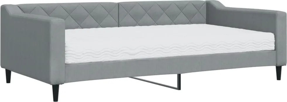 vidaXL világosszürke szövet kanapéágy matraccal 100 x 200 cm