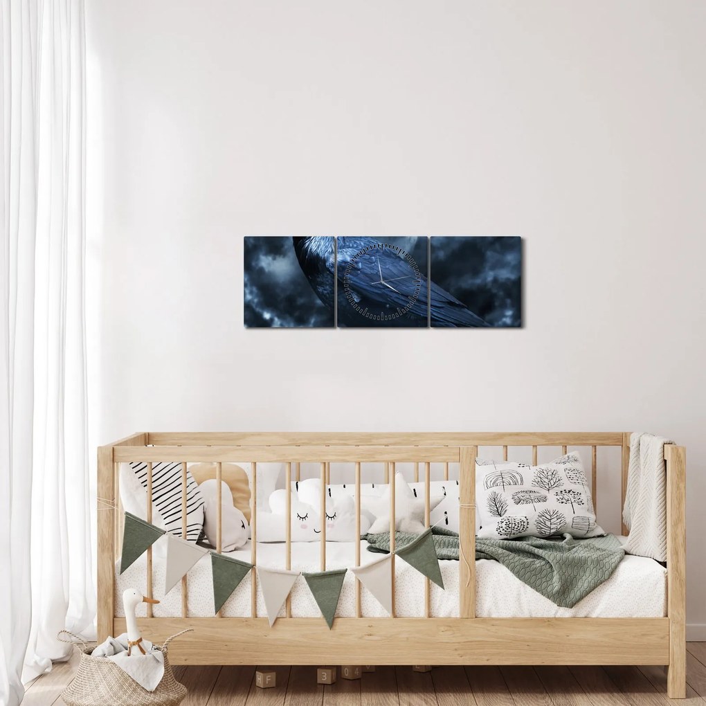 Kép - Holló (órával) (90x30 cm)