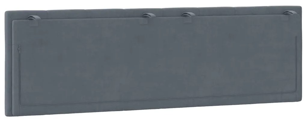 sötétszürke bársony fejtámla párna Hanko 160 cm