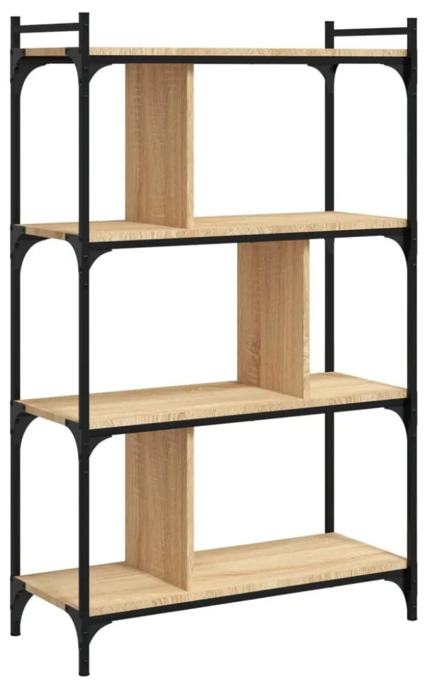 4 szintes sonoma tölgy színű fa könyvespolc 76 x 32 x 123 cm