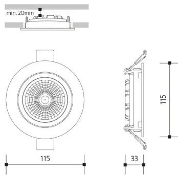 LED Beépíthető lámpa LED/18W/230V 3000K átm. 11,5 cm fehér