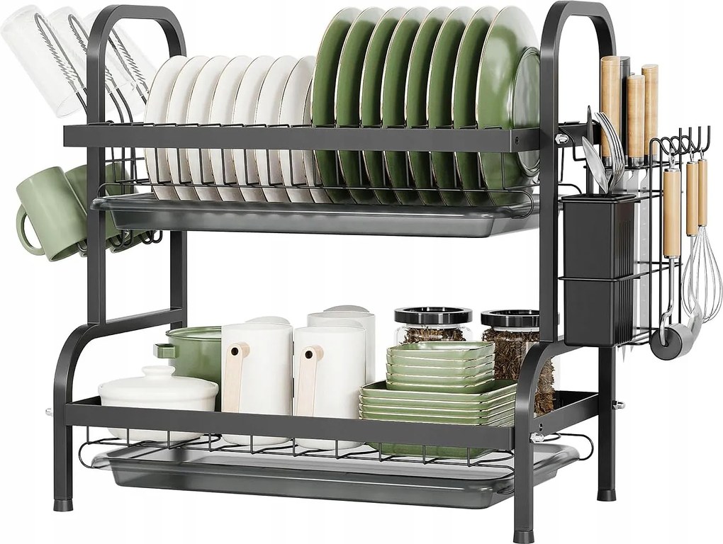 Csepegtető Edényszárító Kétszintes Álló Fém Polc