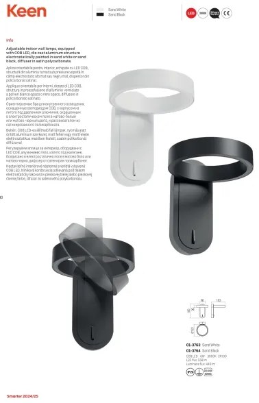 Redo 01-3764 - LED Fali lámpa KEEN LED/6W/230V CRI 90 fekete