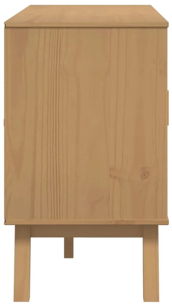 OLDEN szürke és barna tömör fenyő tálalószekrény 114x43x73,5cm