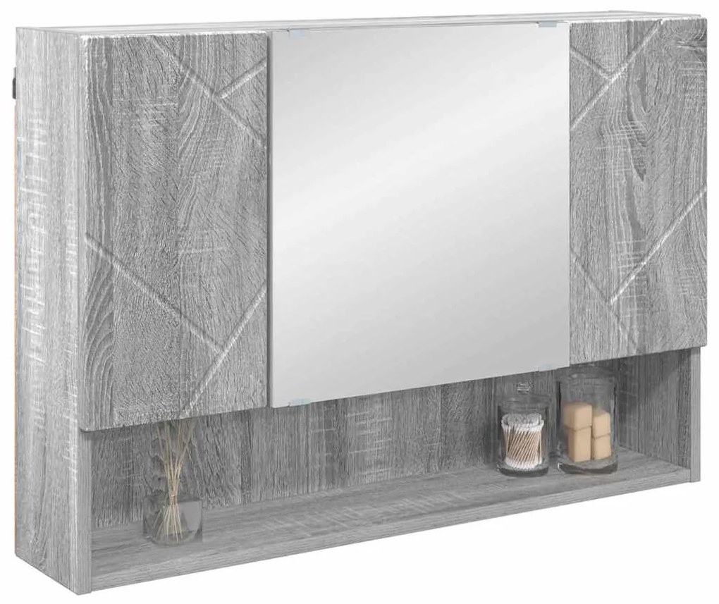 Fürdőszobai tükörszekrény Szürke sonoma 80 x 17 x 55 cm Faanyag