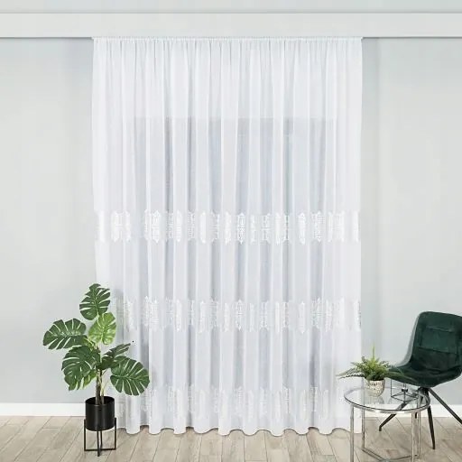 Tejszínű Fátyolfüggöny Ezüst Mintával 500x250