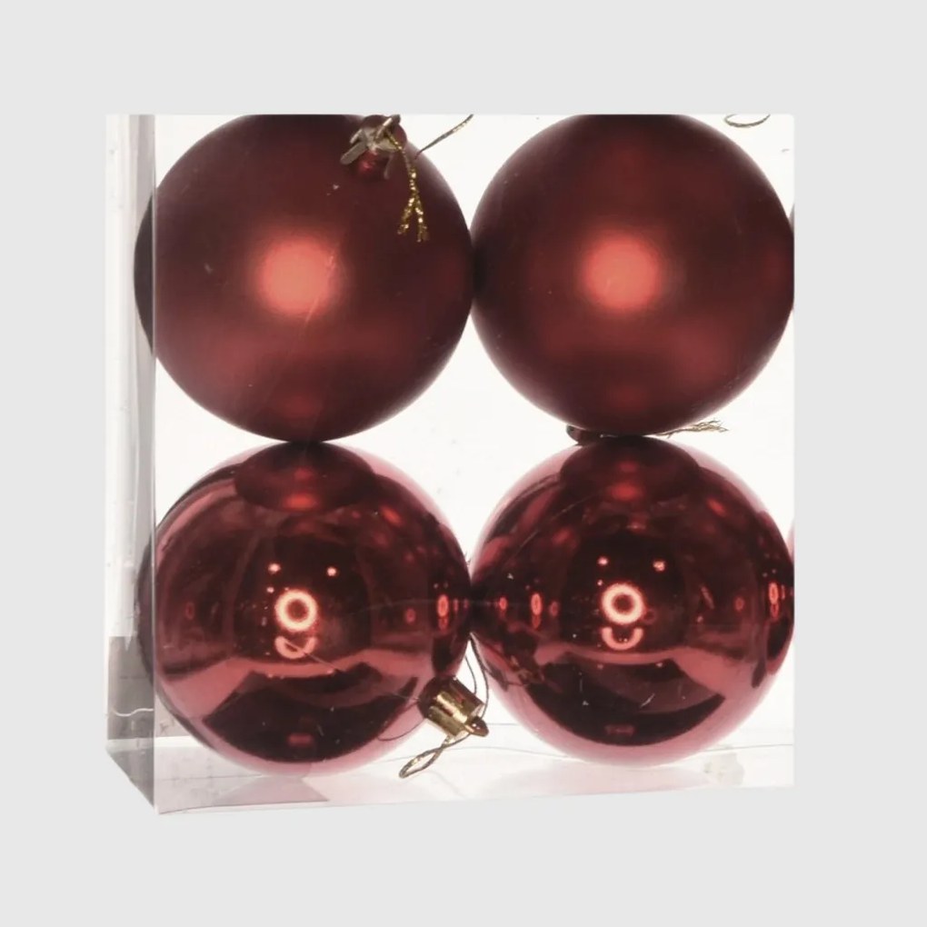 Bordó műanyag karácsonyi gömb szett 4x10cm