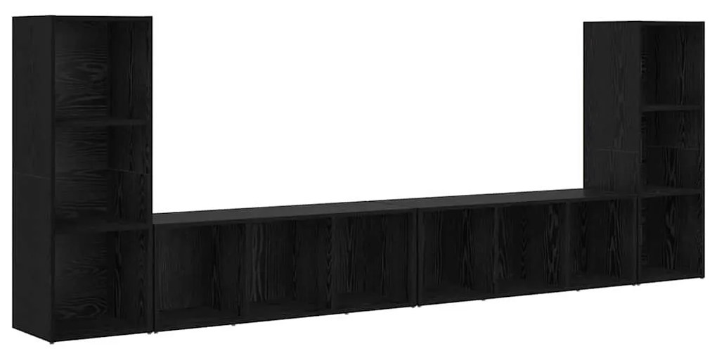 TV szekrény 4 pcs Musta tammi 37 x 35 x 107.5 cm Műanyag Fa