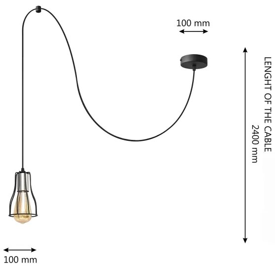 Csillár zsinóron TUBE LONG 1xE27/15W/230V fekete/króm