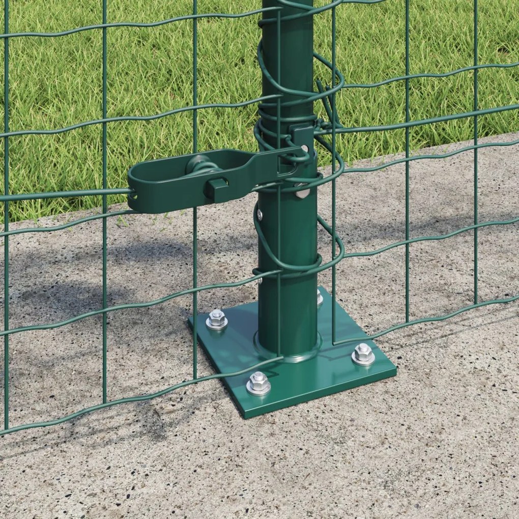 Kerítésoszlopok 52 db Zöld Porszórt acél 3.2 x 3.2 x 90 cm