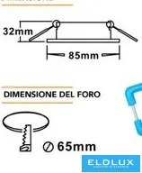 UNIVERSO Vizzáró süllyesztett lámpatest 1xPAR16 foglalat nélkül IP44 Króm D85x32mm Kivágás:D65mm
