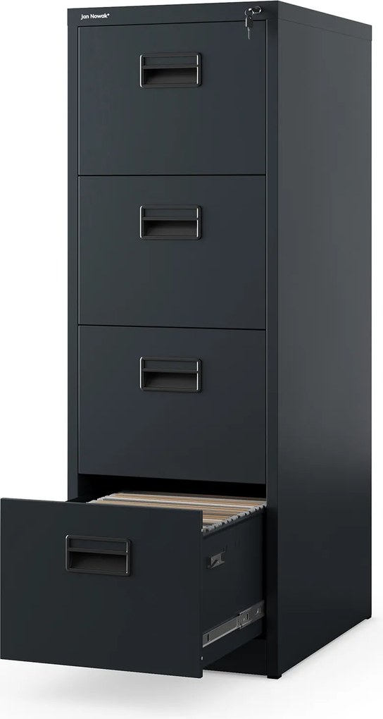 Fém iratszekrény 4 fiókkal, antracit, 460x1320x620 mm: SARA