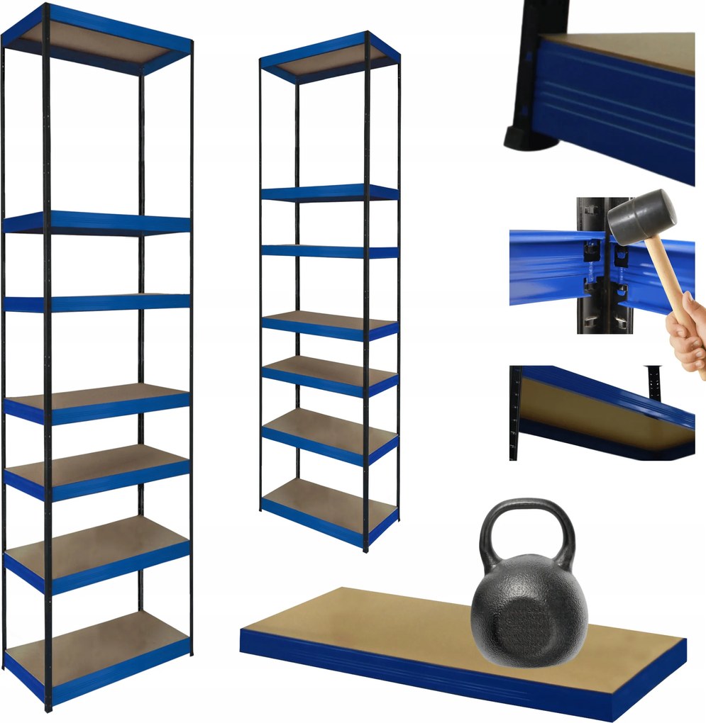 Tárolószekrény fém állvány Helios 270x50x50cm 7Px175kg Tartós Magas