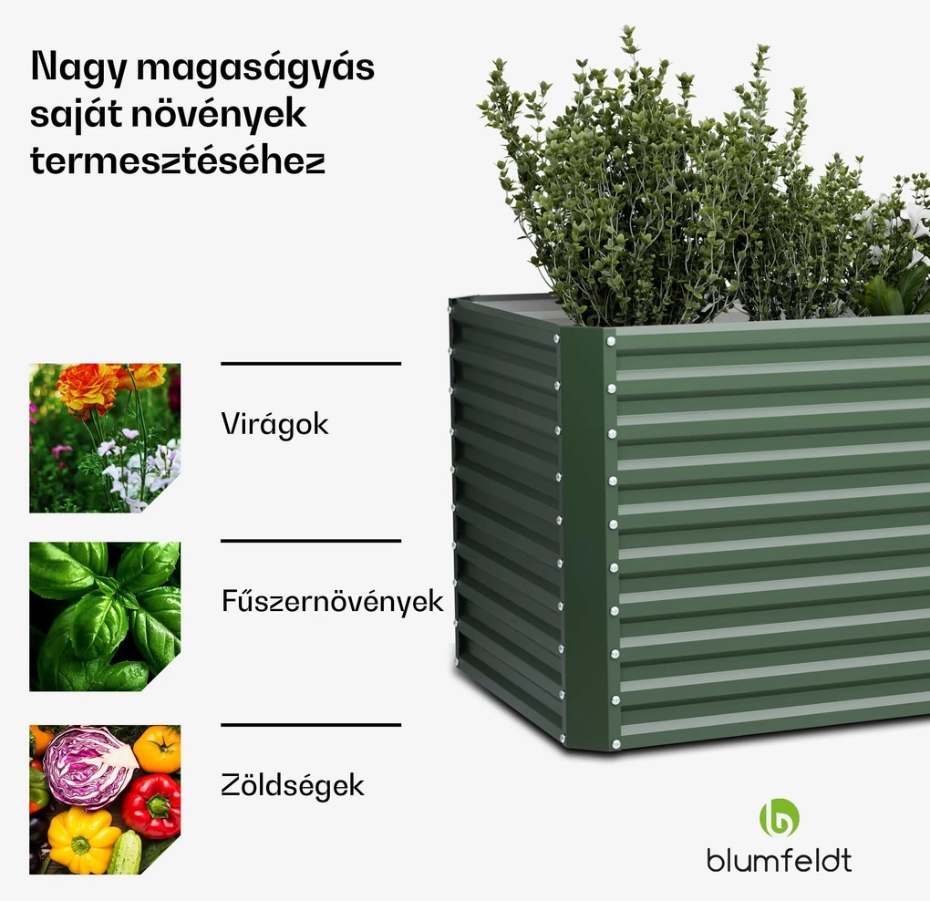 High Grow Straight magaságyás, 1800 L, Ergonomikus, Időjárásálló, Nyitott alap