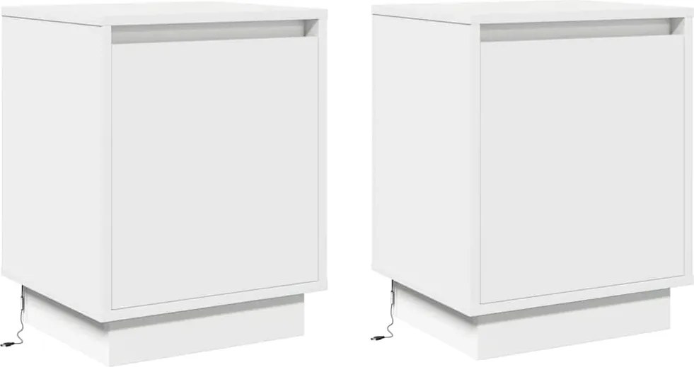vidaXL Éjjeliszekrény 2 pcs Fehér 39 x 34,5 x 50 cm Faanyag