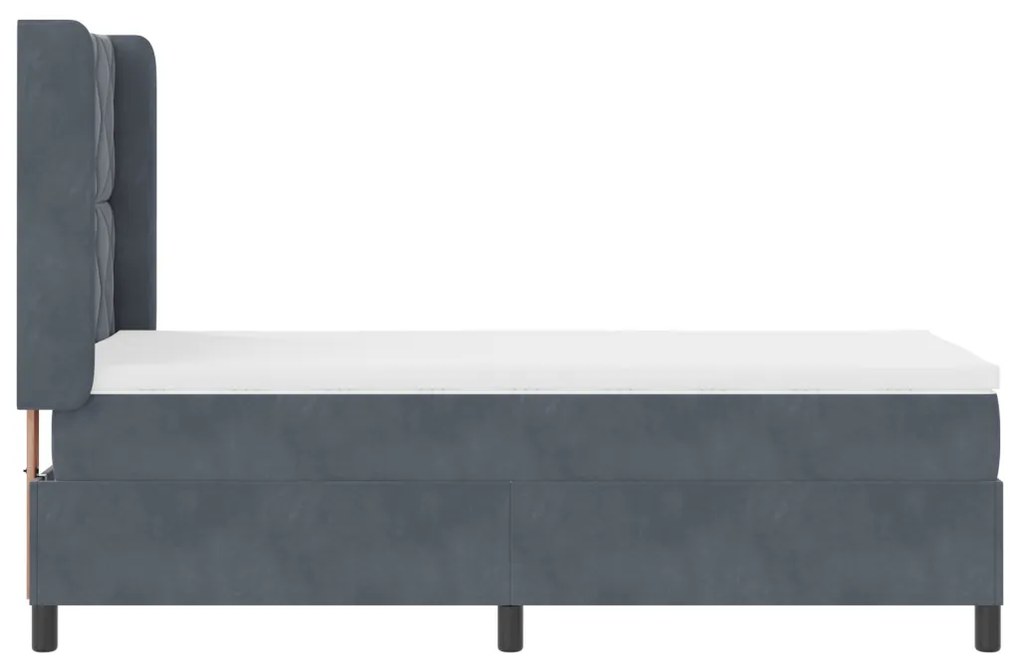 Ágykeret Matrac nélkül Sötétszürke 90x200 cm Bársonyos