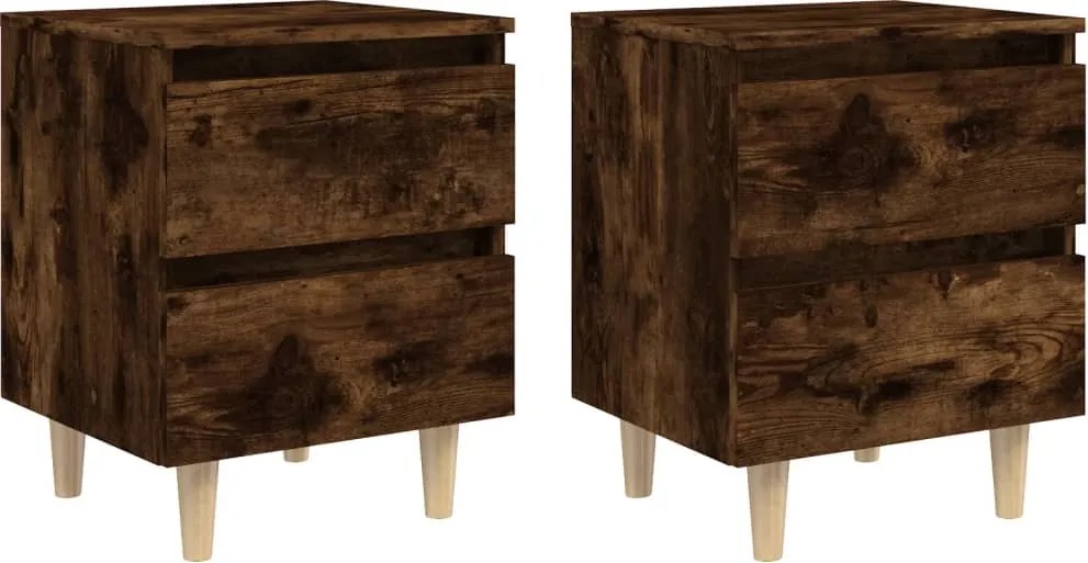 vidaXL 2 db füstös tölgy színű éjjeliszekrény falábakkal 40x35x50 cm