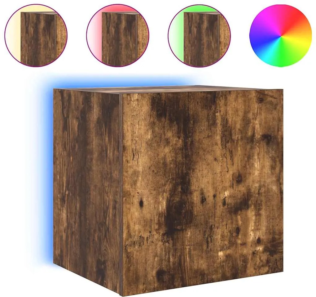 vidaXL füstös tölgy színű fali TV-szekrény LED-ekkel 40,5x35x40 cm